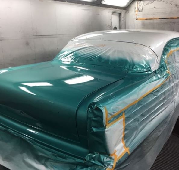 Green paint job on classic car