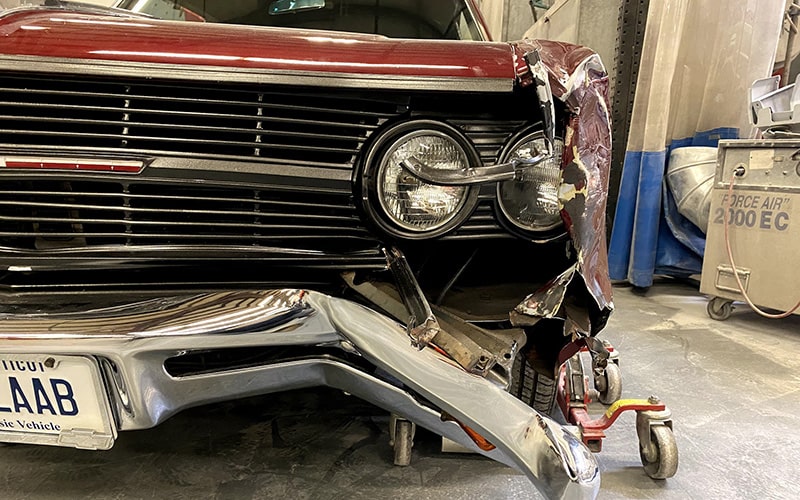 1965 Chevy Chevelle with crashed front fender