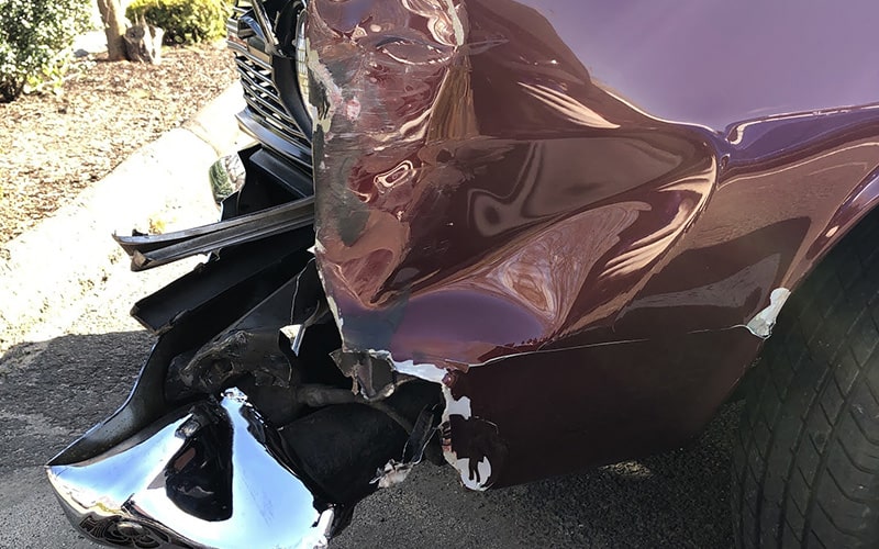 1965 Chevy Chevelle with crashed front fender
